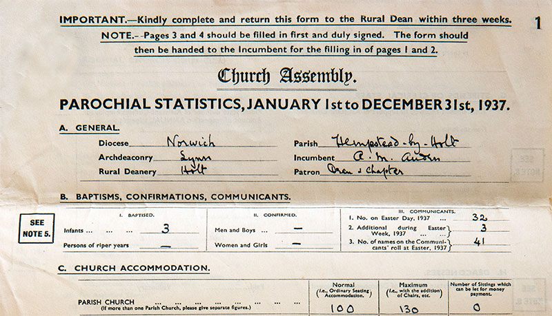 Parochial Stats 1937