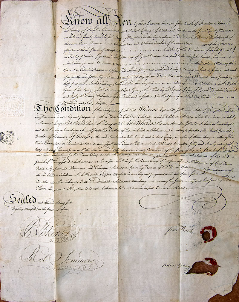 Bastardy bond of 8 Oct 1768