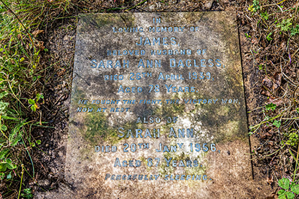 Grave of James & Sarah Ann (Long Sal) Dagless in Edgefield Churchyard