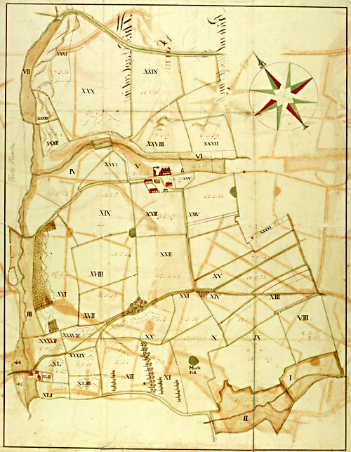 Hempstead Hall estate map by James Corbridge - 1726