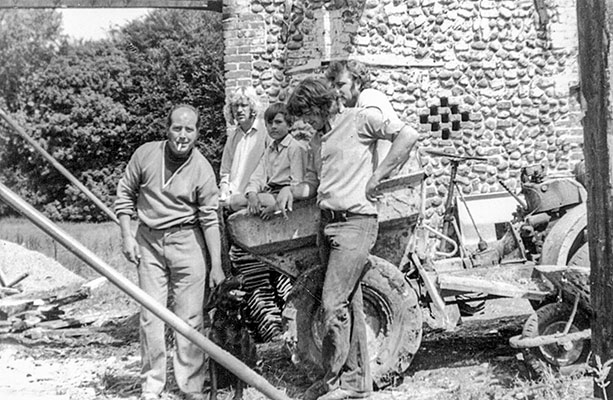 Work on Church Farm bullock shed in 1983