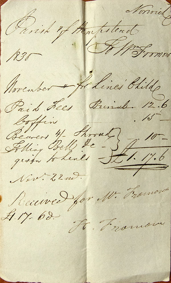 Funeral Bill 1835