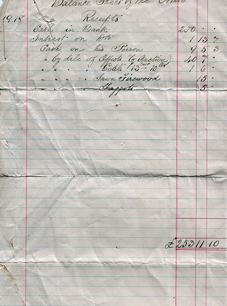 William Dagless' final receipts - 1918