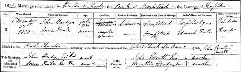 Marriage 27th December 1838